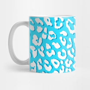 White Leopard Print Light Blue Mug